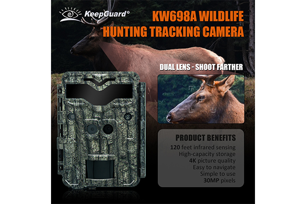 How does the camouflage design of wildlife scouting cameras help improve the success rate of covert shooting?