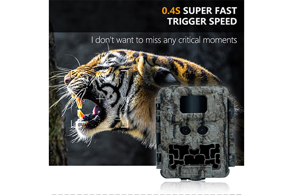 How does the trail camera with dual lens maintain long-term stable operation in harsh outdoor environments?